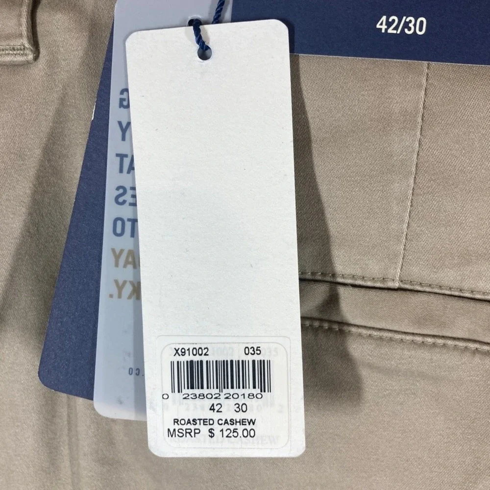 Oxford Mens Hadfield Cotton‎ Chino Pant 42x30 Tan Flat Front Casual Professional